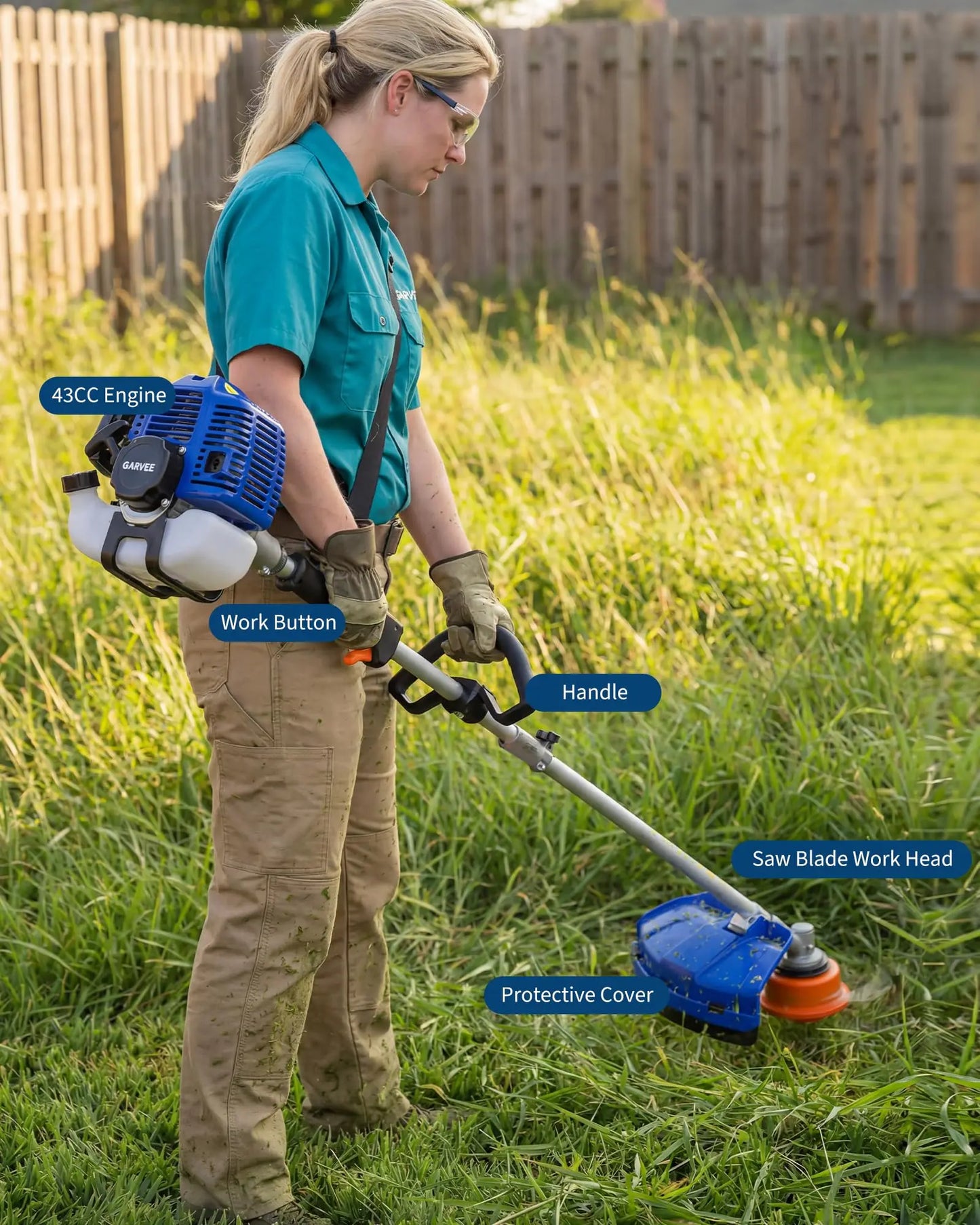 43CC 52CC Gas Weed Eater 3-in-1 Weed Wacker String Trimmer 2-Cycle Brush Cutter Quick Start Yard Tool With Shoulder Strap