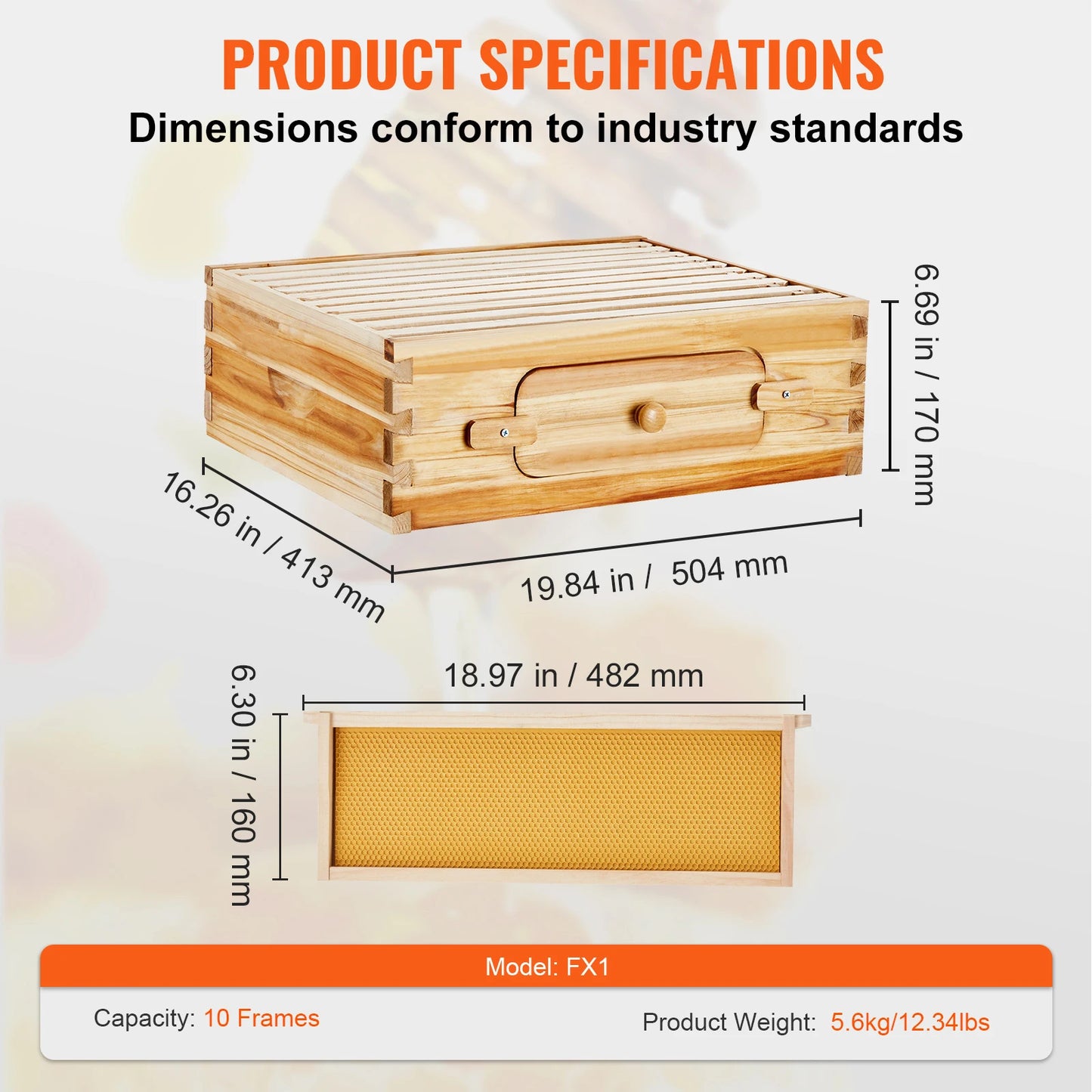 Bee Hive Deep Box Starter Kit 100% Beeswax Coated Natural Cedar Wood Langstroth Beehive Kit Transparent Acrylic