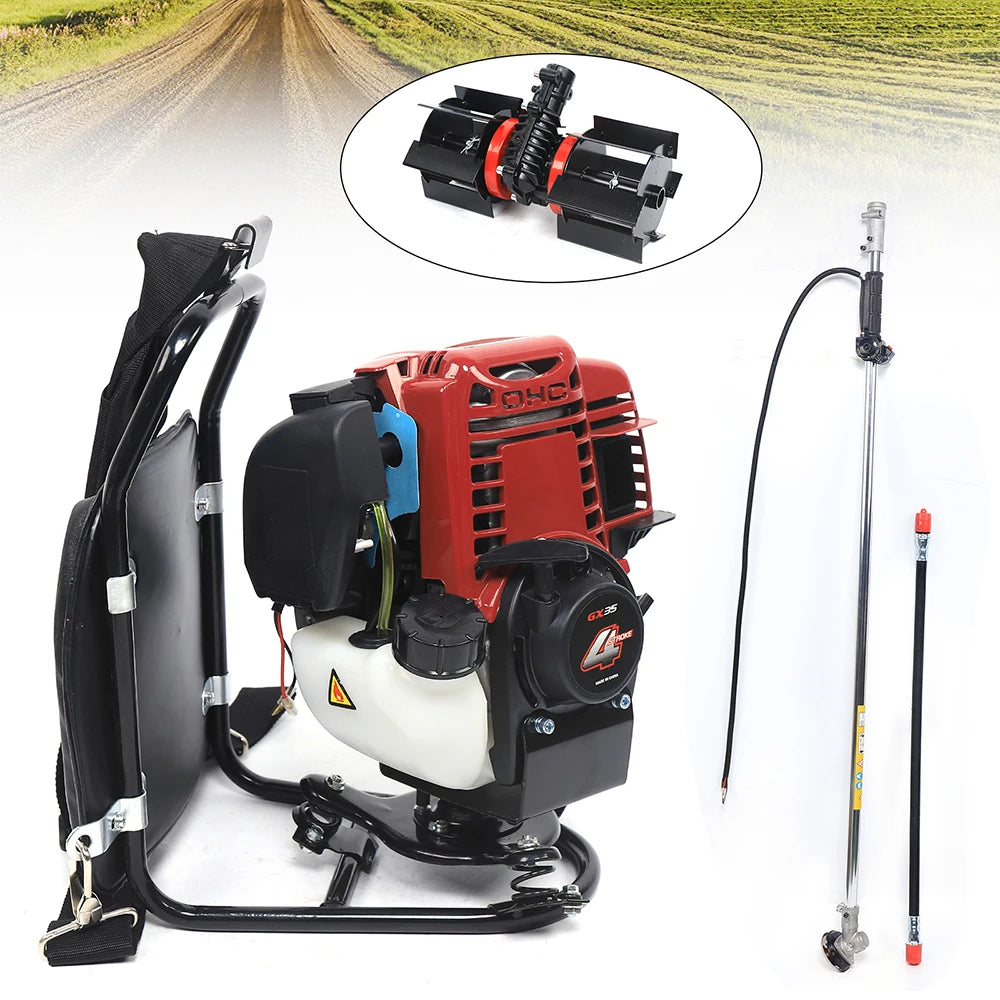 4-Stroke 35.4CC 1.4HP Cultivator Tiller 3 in 1 Backpack Lawn Mower with Single-Cylinder Air-Cooled Four-Stroke Gasoline Engine