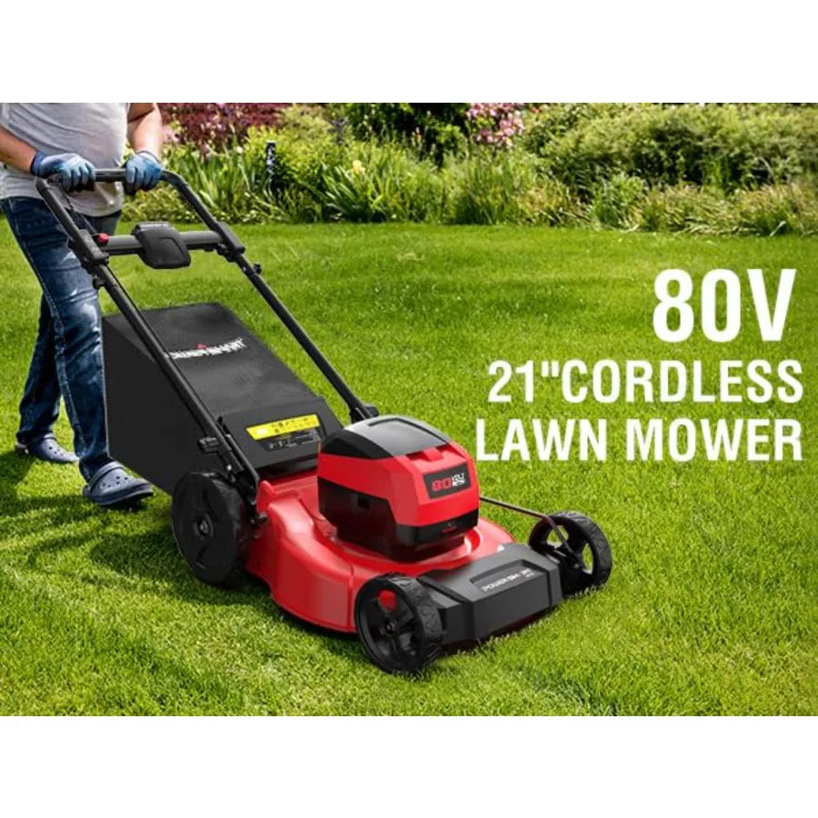 80V MAX 21" Cordless Lawn Mower 3-in-1 Brushless Electric Lawn Mower with 6.0Ah Lithium-ion Battery and Charger PS76821