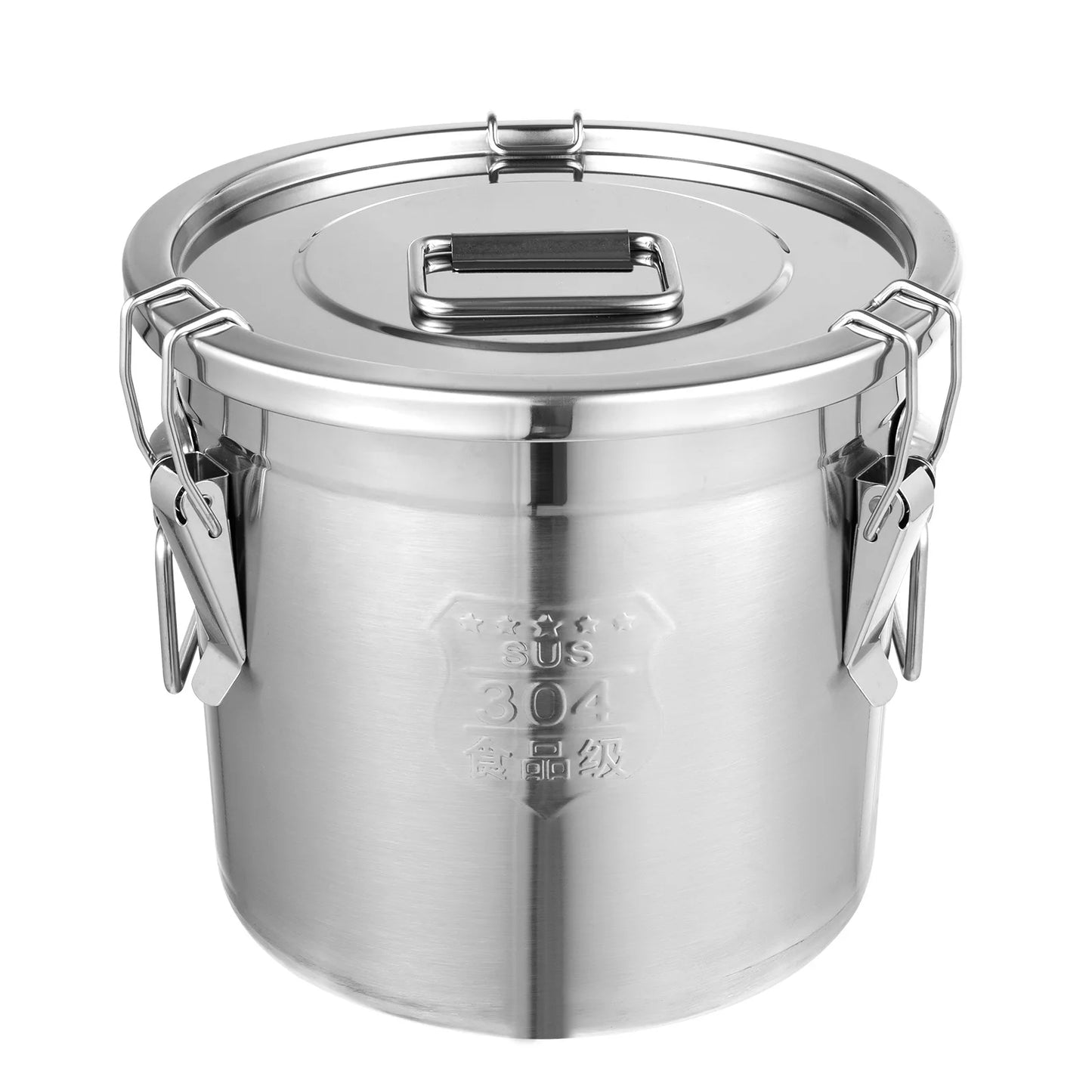 6/12/21/33L Stainless Steel Storage Bucket With Lids and 3 Sturdy Locking Clamp Storing Various Dry/Wet Items