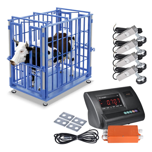 Livestock Scale | 10000lb Capacity Livestock Scale Kit | Precision Livestock Floor Scale Kit with 4 Two-Ton Sensors, Junction Box for Cattle Sheep Horse