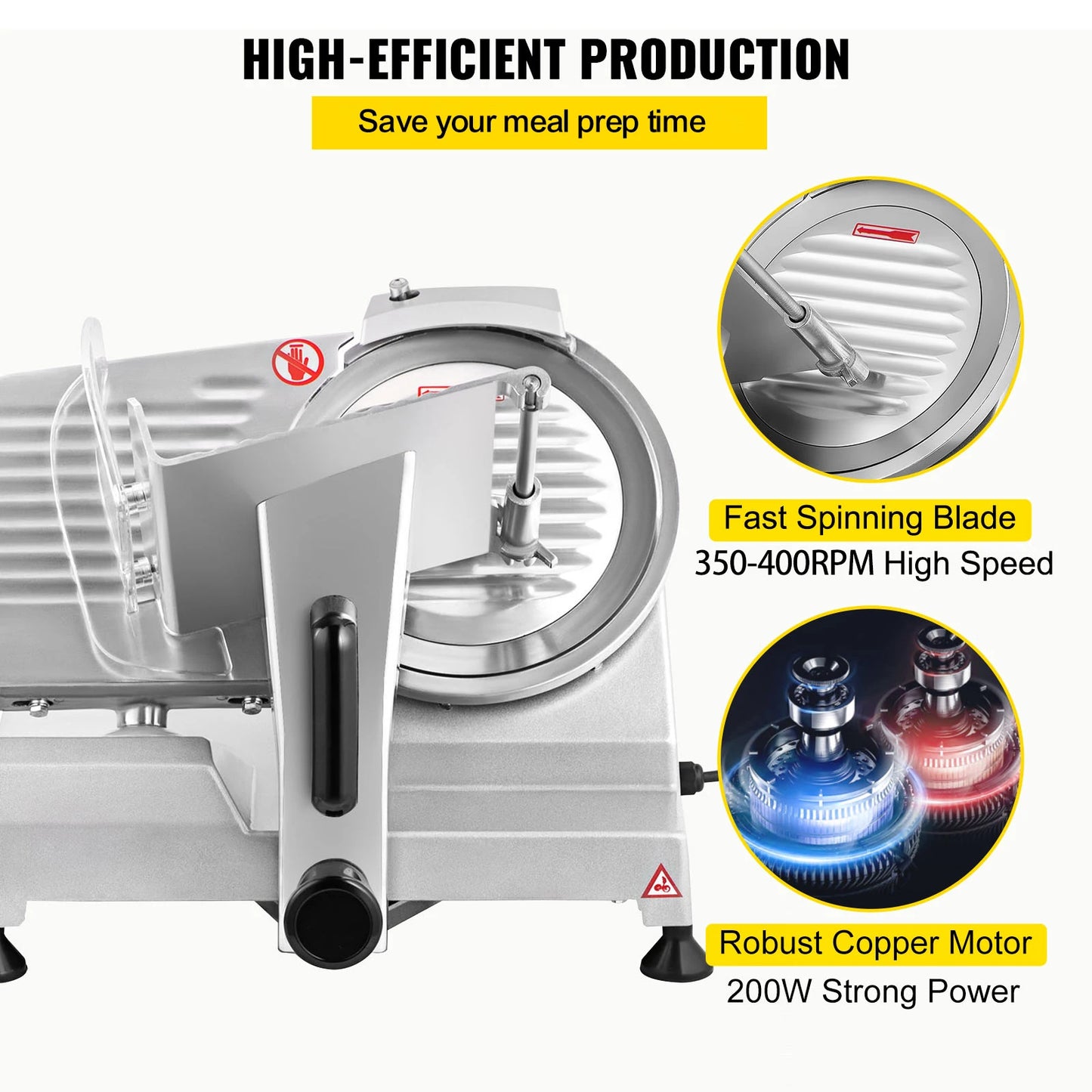 Meat Slicer 8/10inch Carbon Steel Blade Electric Deli Food Slicer Adjustable Thickness Commercial Home Cut Meat Cheese