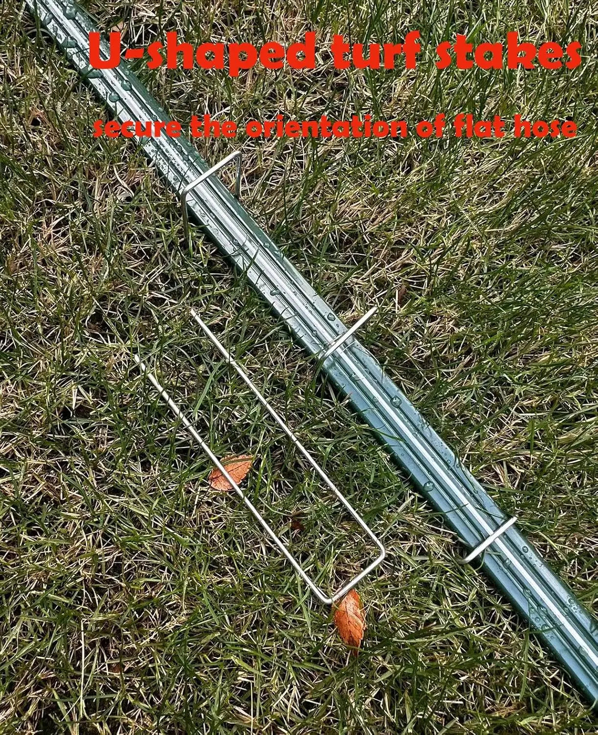 25 FT Heavy Duty Flat Garden Soaker Hose with Holes, Reinforced No-Kink Lawn Irrigation Includes Stakes