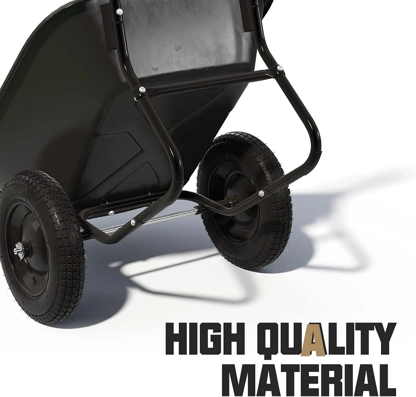 Enlarged 2-Wheel Wheelbarrow, Easy Loading and Dumping Garden Cart, Heavy Duty Utility Dump Cart for Outdoor Lawn Yard Farm Ranc