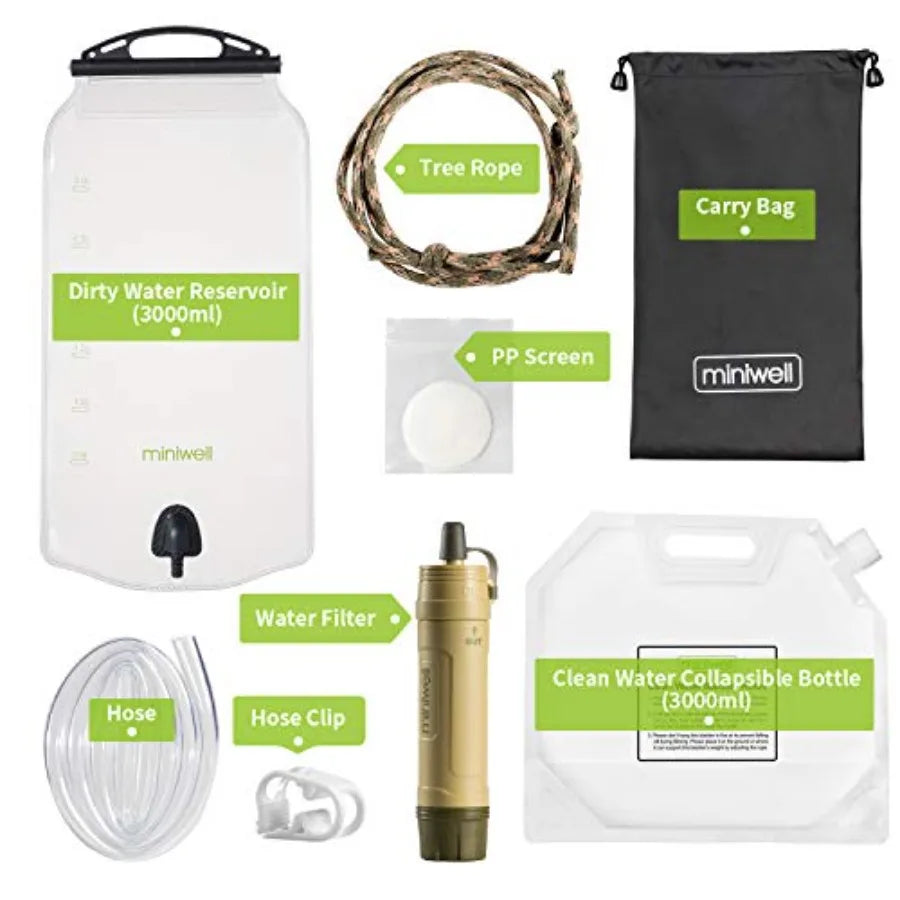 Gravity Water Purifier Straw Fairly Light and Easily Packed. Multi Use for Group Camping and Famliy Emergency Prepardness