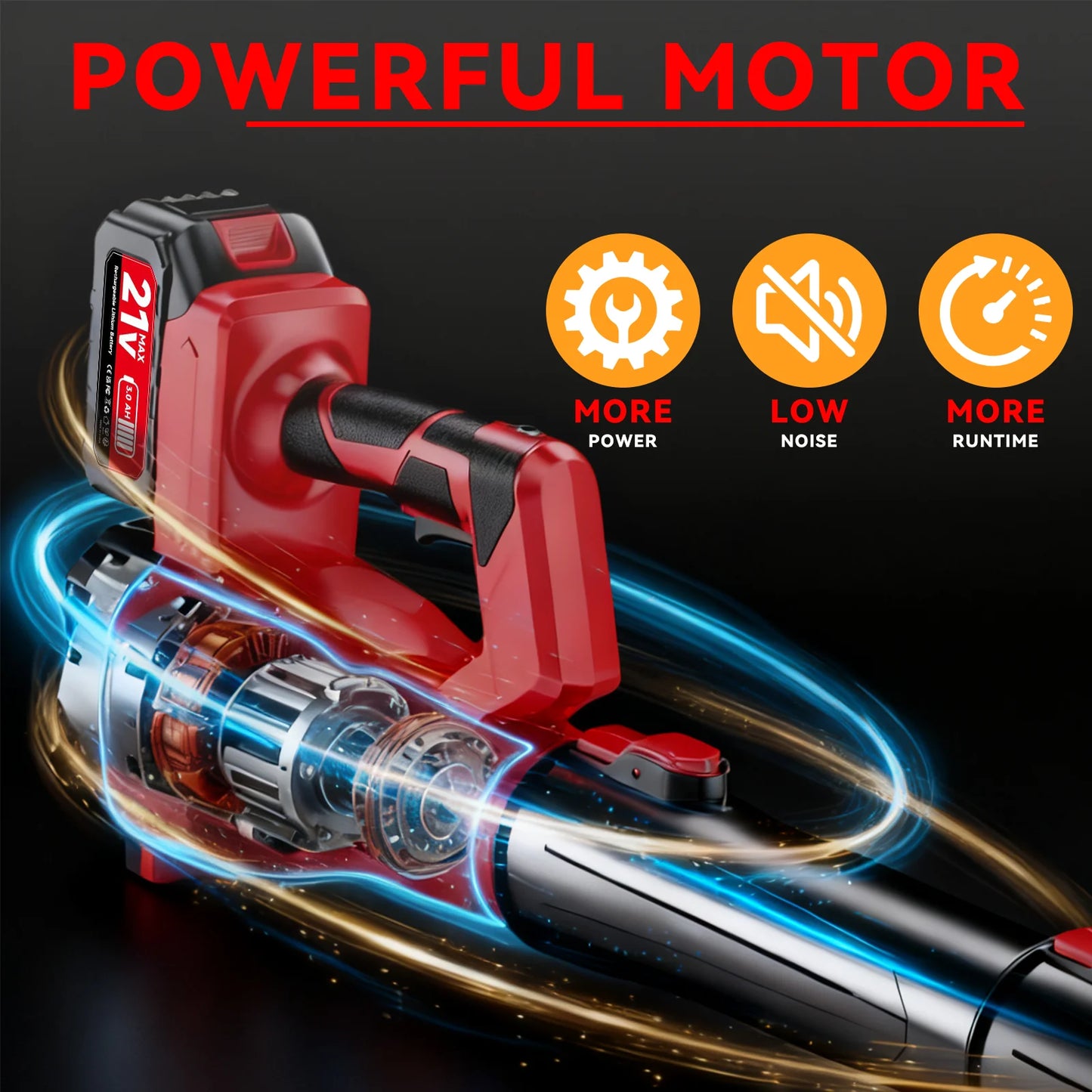 Cordless Leaf Blower, 650 CFM Electric Jet Blower with 21V 4.5Ah Battery, 6 Speed Modes Portable Leaf Blower for Lawn Care