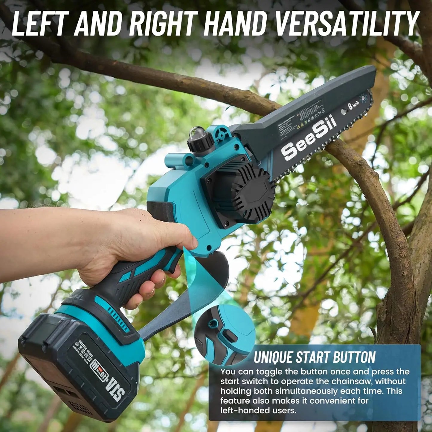 2-IN-1 Brushless Pole Saw 8'' Cordless Electric Saws 3500W with 2.7m Extension Pole Gardening Tool For 18V Battery pin
