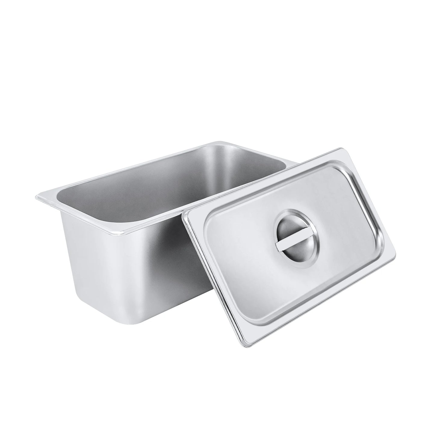 Steam Table Pan, 4-Pack 1/3 Size 6 Inch Steam Table Pans with Lids, 32.5x17.5x15cm Stainless Steel Food Pan