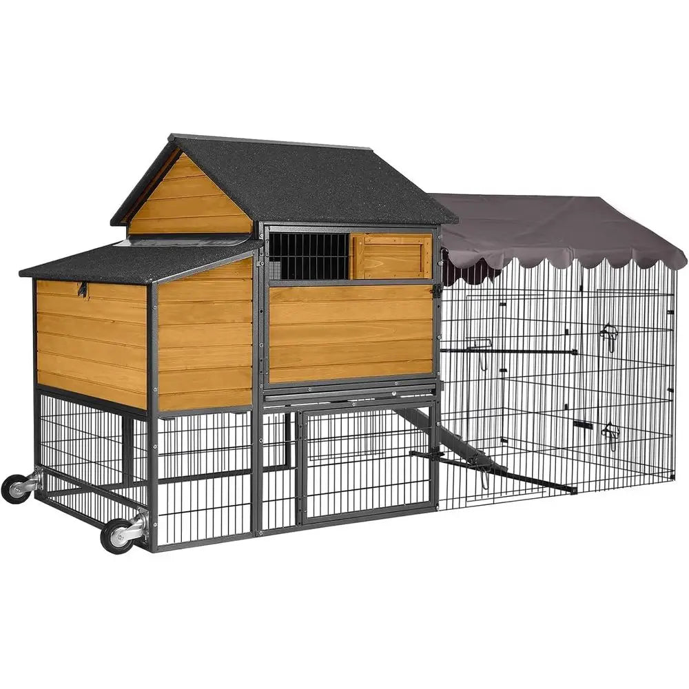 Super Large Mobile Chicken House 85 - Strong Iron Outdoor Poultry Cage with Nesting Box, Duck Coop, Waterproof Rain Cover