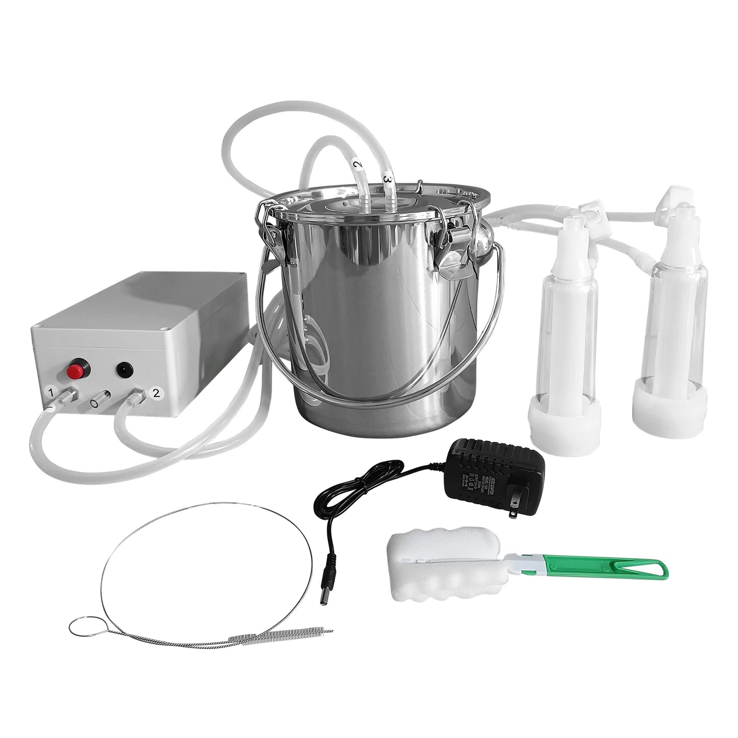Electric Goat Milker Machine with Speed Adjustable Pulsation, Portable 3L Bucket Vacuum Milker, Electric Pulsation Milking Machine with Teat Cups for Sheep, Dairy Goats and Small Farm Use