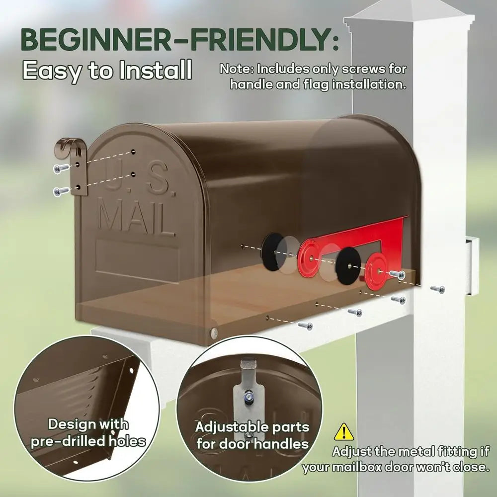 Mailboxes for Outside, Post Mount Mailbox, Galvanized Steel Medium Capacity Mail Boxes, 19 x 8.7 x 6.7 Inches