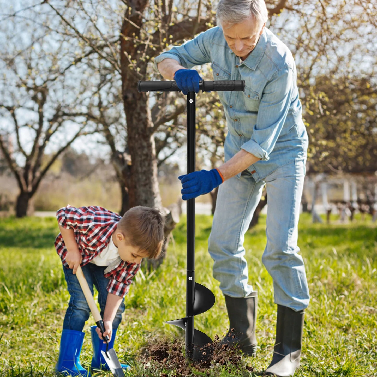 6"x 33.46" Manual Garden Hole Digging Drill Bit Hand Drill Auger Post Hole Digger for Planting,Bulb,Flower,Tree,Seedlings