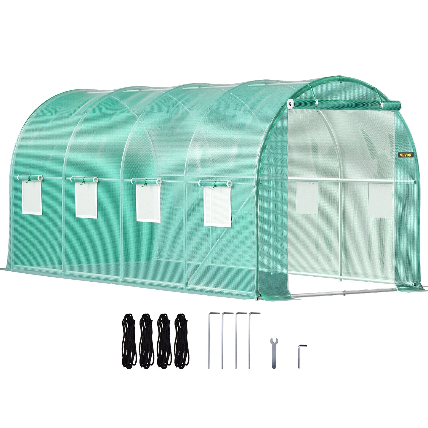 SucceBuy Walk-in Tunnel Greenhouse Galvanized Frame & Waterproof Cover 15x7x7/10x7x7/20x10x7/12x7x7 ft Greenhouses & Cold Frames