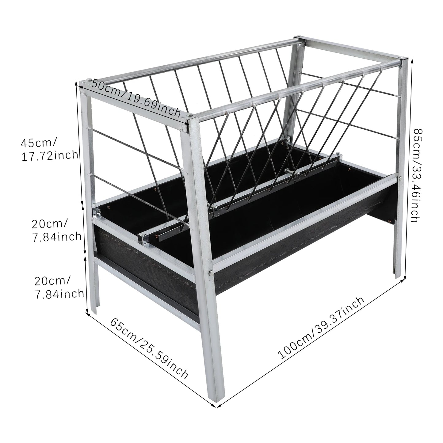 Large Capacity 2-in-1 Grain & Hay Feeder for Goats Sheep Horse with Pre-drilled Holes Round Edges Durable Feed Trough