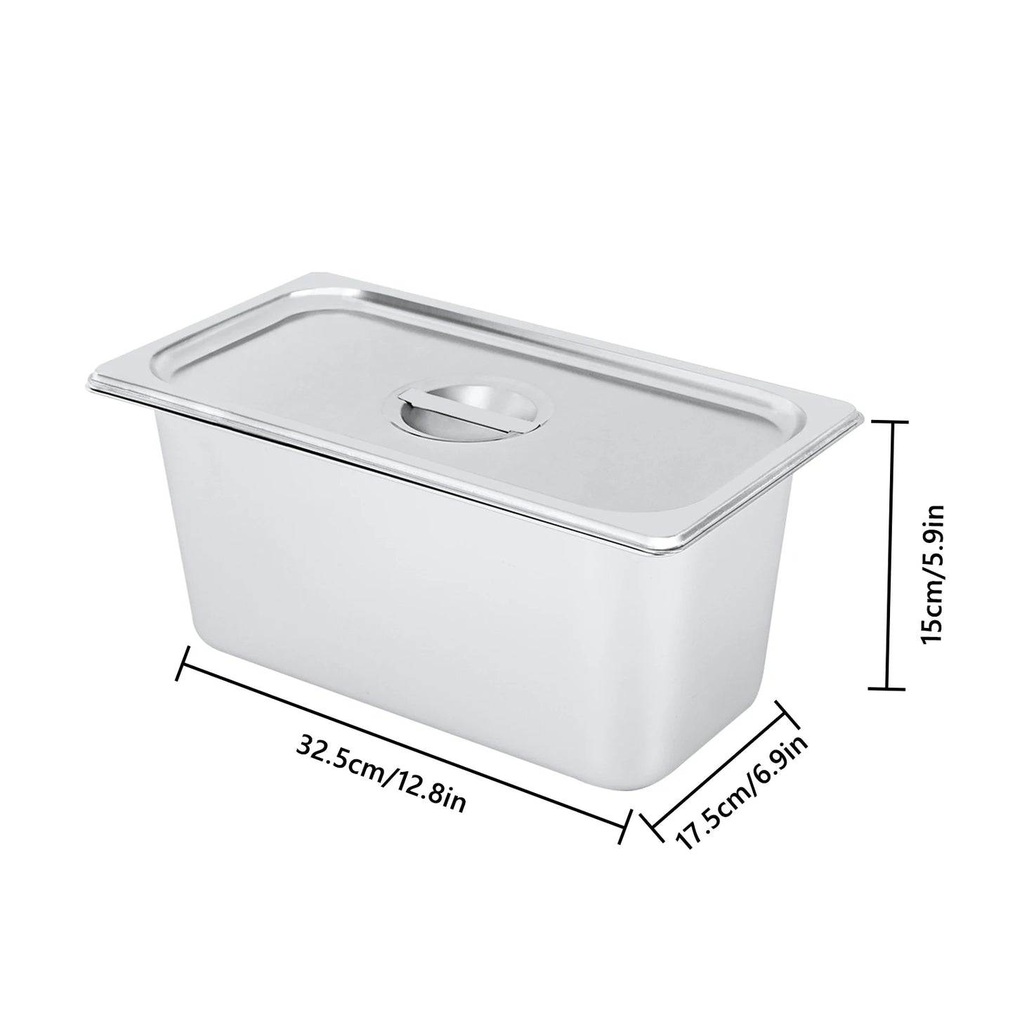 Steam Table Pan, 4-Pack 1/3 Size 6 Inch Steam Table Pans with Lids, 32.5x17.5x15cm Stainless Steel Food Pan