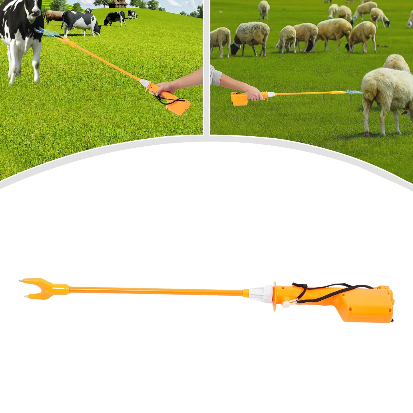 31.5in Cattle Prod Stick Animal Repellent Electric Rechargeable Livestock Prod Herding Tool for Cattle Sheep Horse Donkey