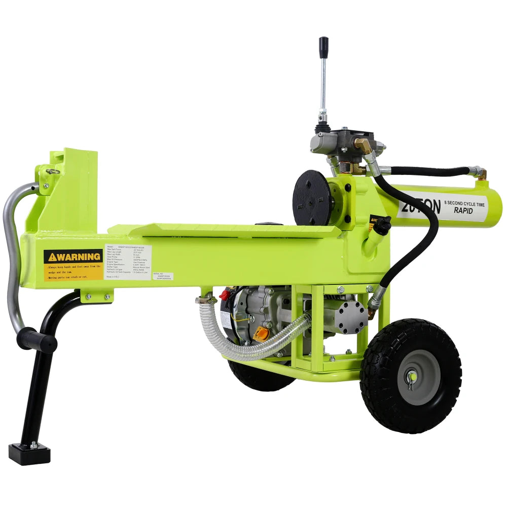 Log Splitter Portable 20Ton Auto Return Ram System 7HP Engine Horizontal Full Beam Steel Wedge Firewood Harvesting EPA Compliant
