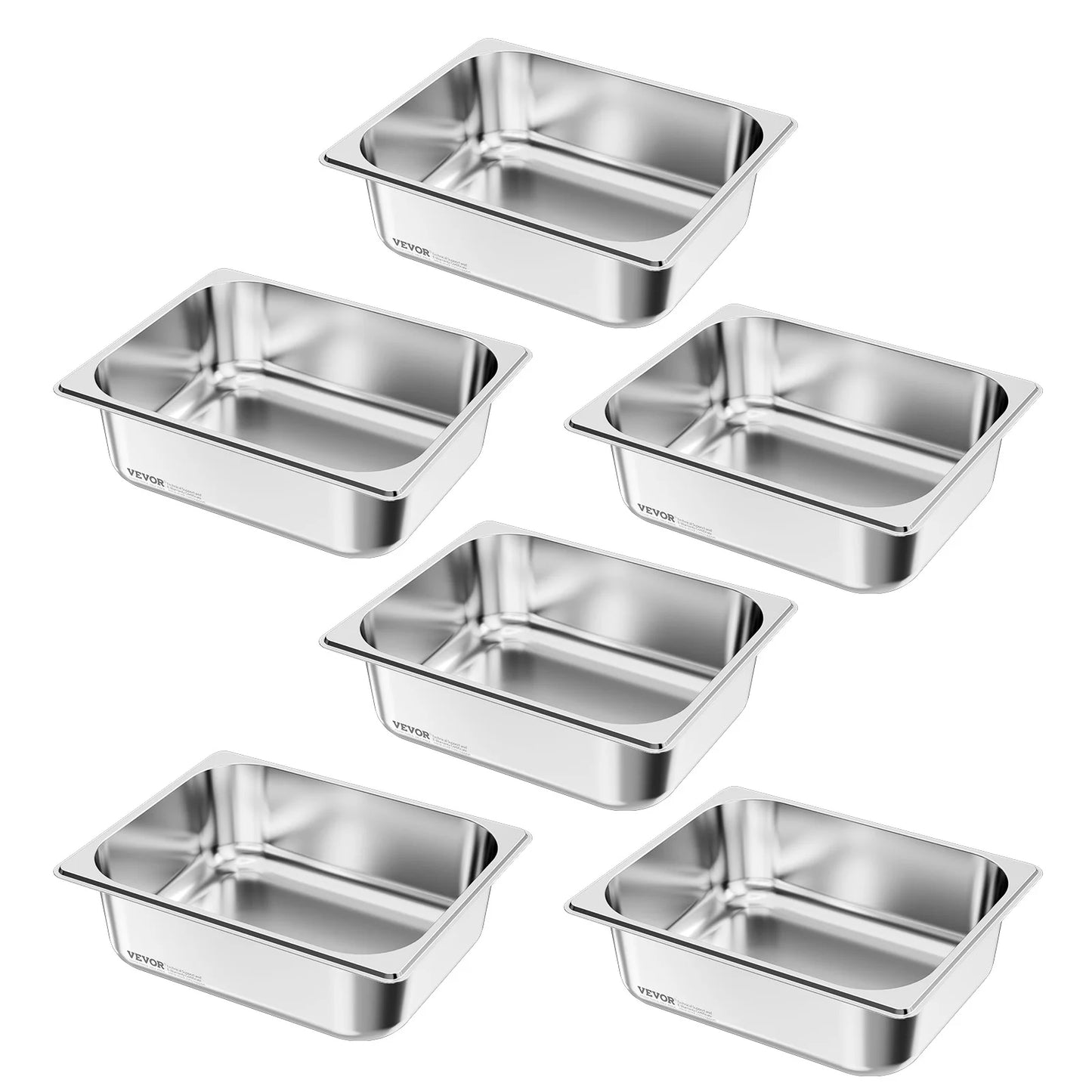 2 4 6 Pack Stainless Steam Hotel Pan 1/2 Size Table Steam Pan Anti Jam Restaurant Supplies Rustproof Catering Storage