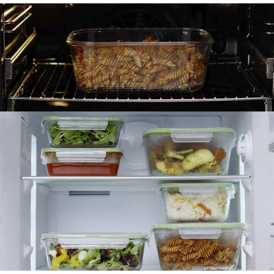 X-LARGE Glass Food Storage Containers with Lids Baking Dish Set Glass Storage Containers with Locking Lid Set 3-120 oz/70 oz/35