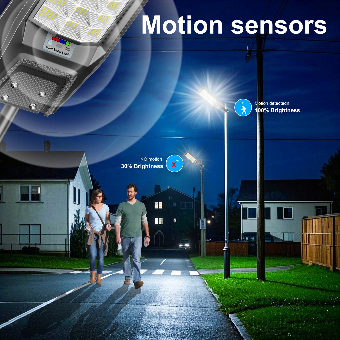 1-Pack 8000W Outdoor Waterproof Solar Light, Motion Sensor & Remote Control, Timer & Constant Bright Mode, Dusk-to-Dawn Auto On/Off, IP65 Waterproof, Easy Installation, Ideal for Yard and Parking Lot