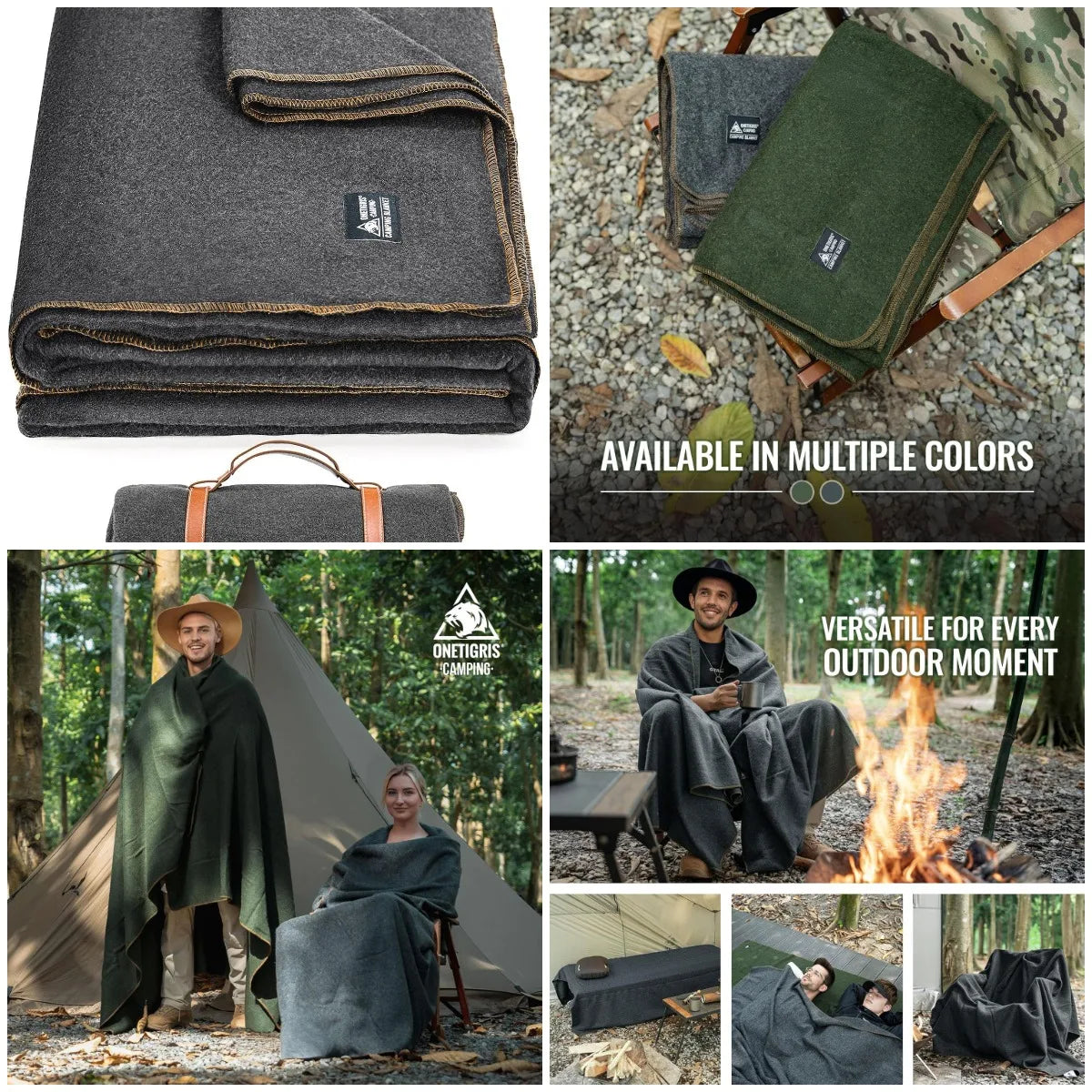 Wool Blanket,Wool Camping Blanket Warm, Thick, Washable, Large Car Blanket Great for Camping