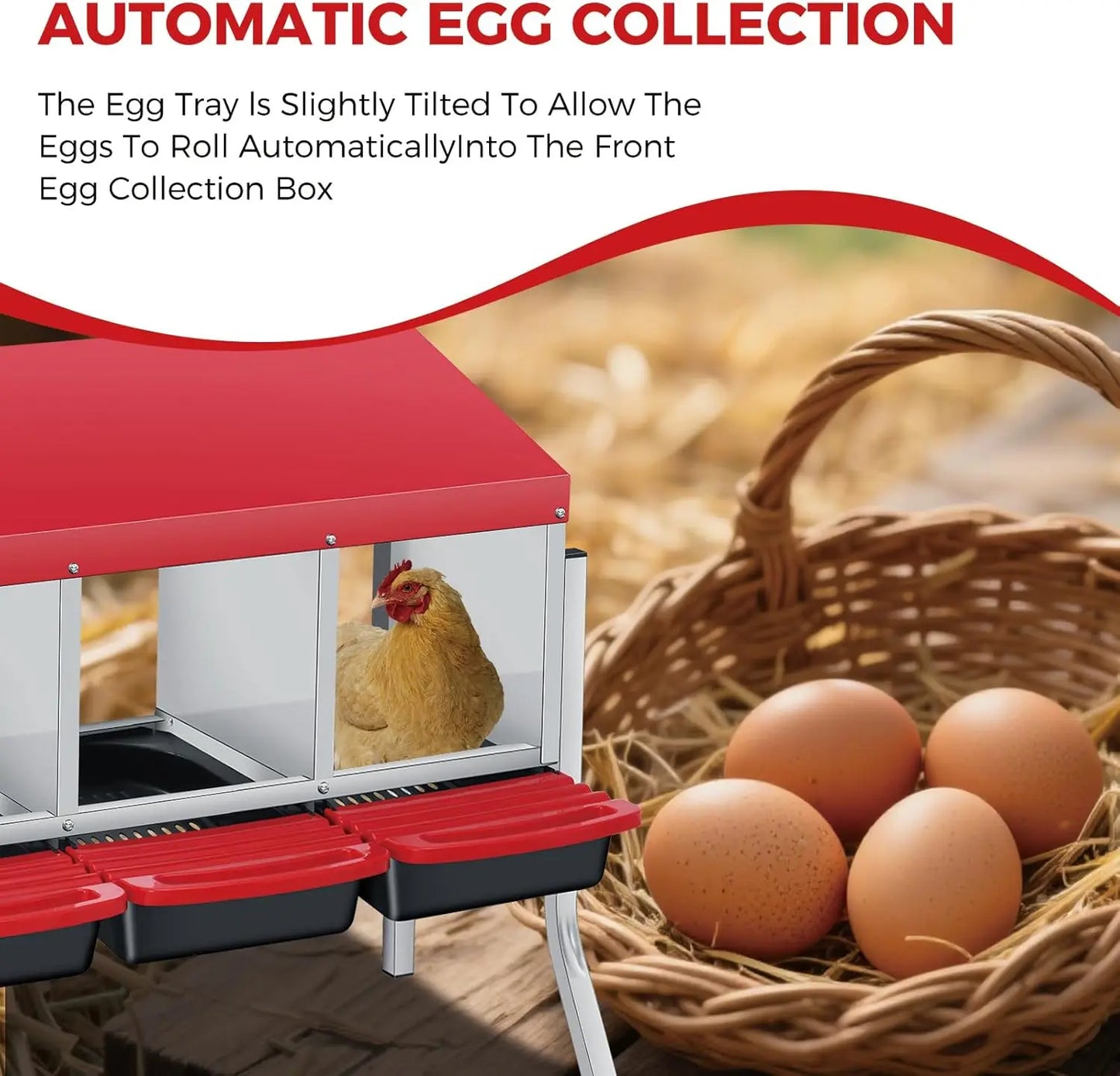 Multi-Compartment Metal Chicken Nesting Box Automatic Roll-Out Egg Collection Waterproof Steel Laying Box for Hens Ducks Rabbits