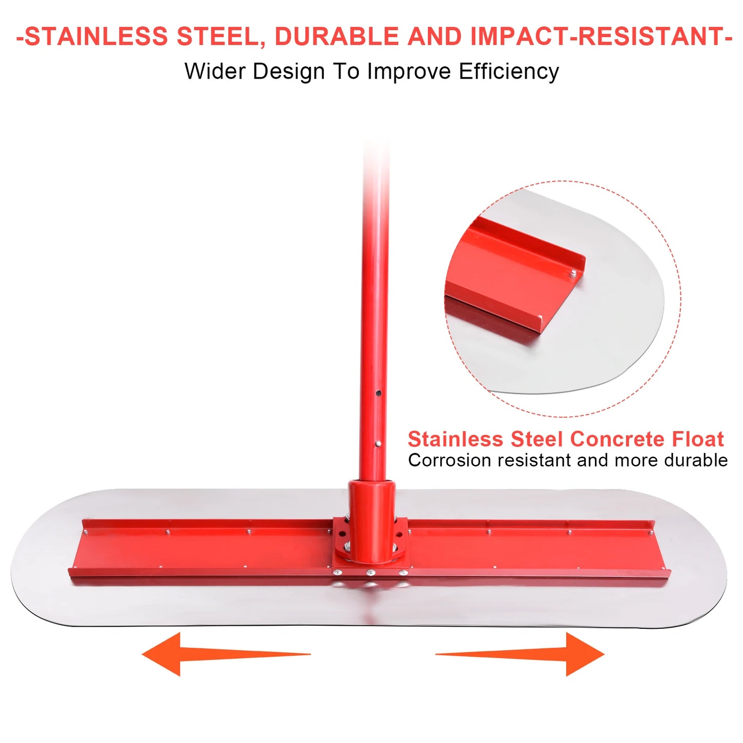 Concrete Float Finishing Tools With Handle, Heavy Duty Concrete Finishing Broom Bull Float Kit Replacement, Cement Resurfacing Smoothing Tool Long Handle 60 Inch for Domestic Industrial Surface Curing