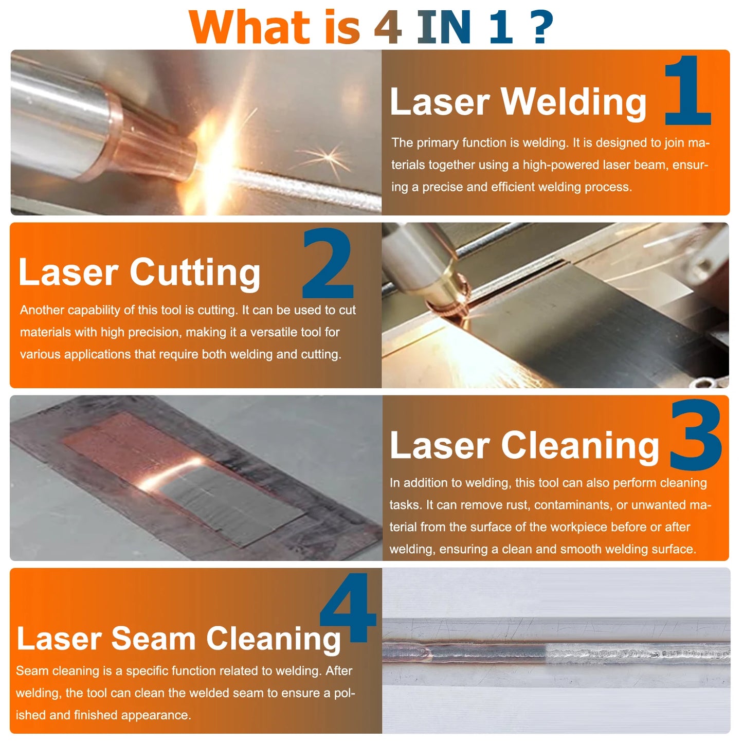 1500W BWT 4-in-1 Fiber Laser Welding Machine Industrial Laser Rust Remover Water Cooling Metal Cleaning Welding Cutting Welder