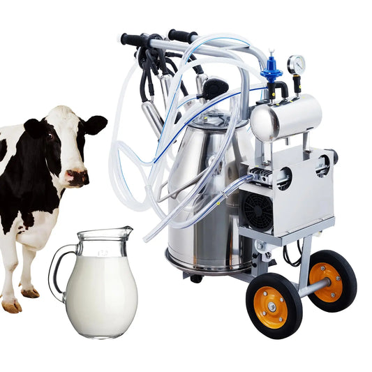 Electric Cow Milking Machine For Dairy Farms, Electric Milker Machine With 25L Portable Stainless Steel Bucket,5-8 Cows Per Hour