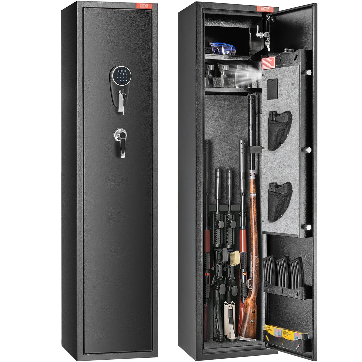3-8 Rifles Gun Safe w/ Digital Keypad & Lock Gun Storage Cabinet with Removable Storage Shelf for Home Long Gun Pistols