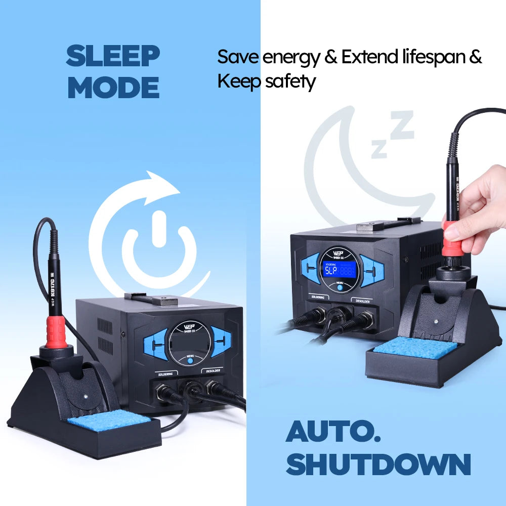 948D-III 2-IN-1 ESD Safe Desoldering Station With Fast-Heating Desoldering Gun And Soldering Iron High Power WEP 948 Station