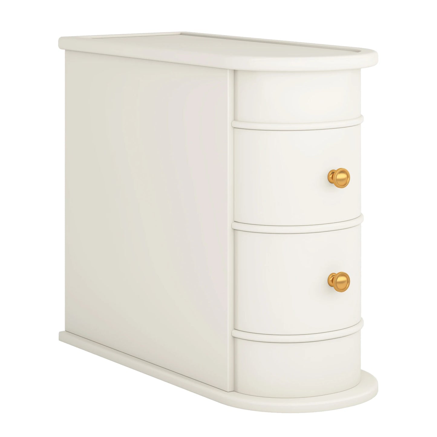 End Table Round Solid Wood Sofa Bedside Narrow Bedroom Side Table Nightstand with Drawer