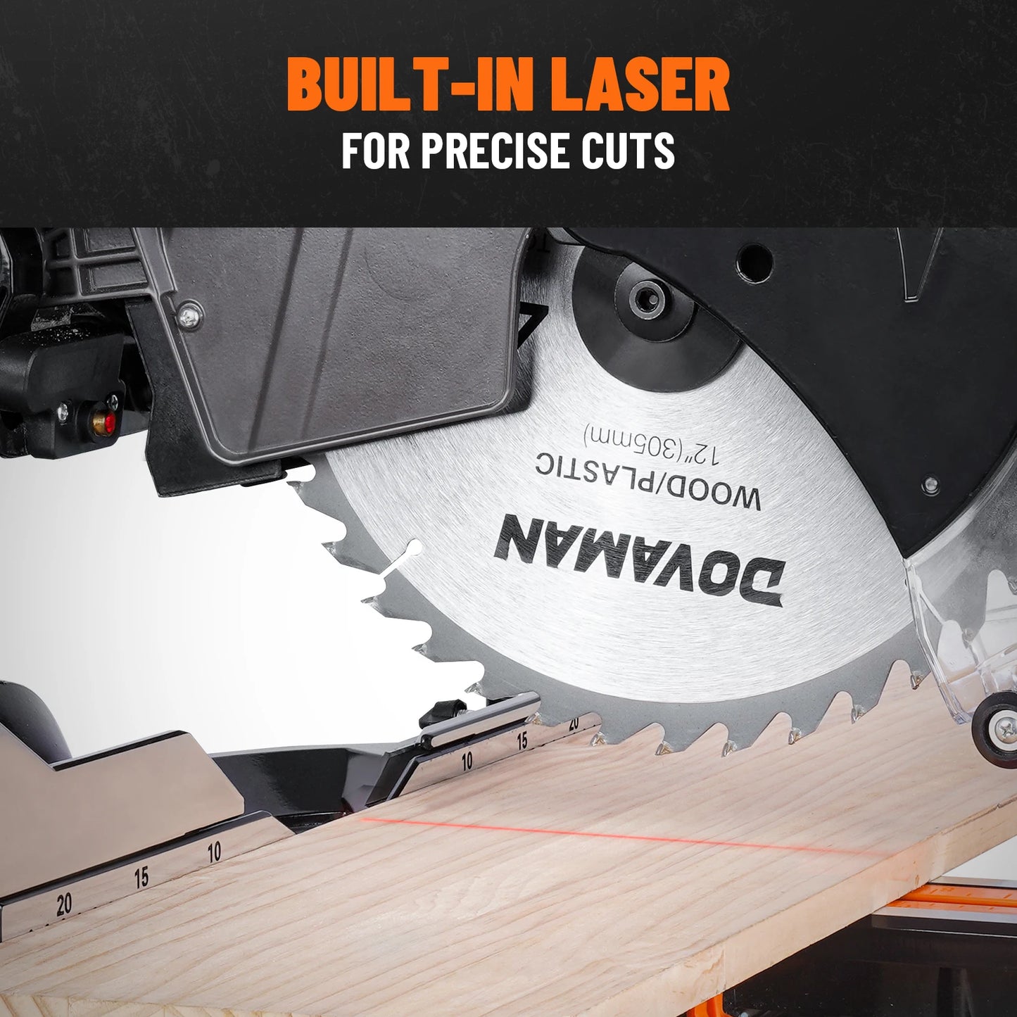 12-In Dual-Bevel Sliding Miter Saw, 3800RPM, 4.2x13in Cut, Laser Guide, 0-45° Bevel/Miter, 9 Stops, 15A Corded