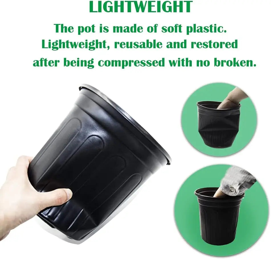 50-Pack 1 Gallon Flexible Plant Nursery Pots, Thickened Soft Plastic for Succulents, Seedlings, Cuttings, Transplanting (Black)