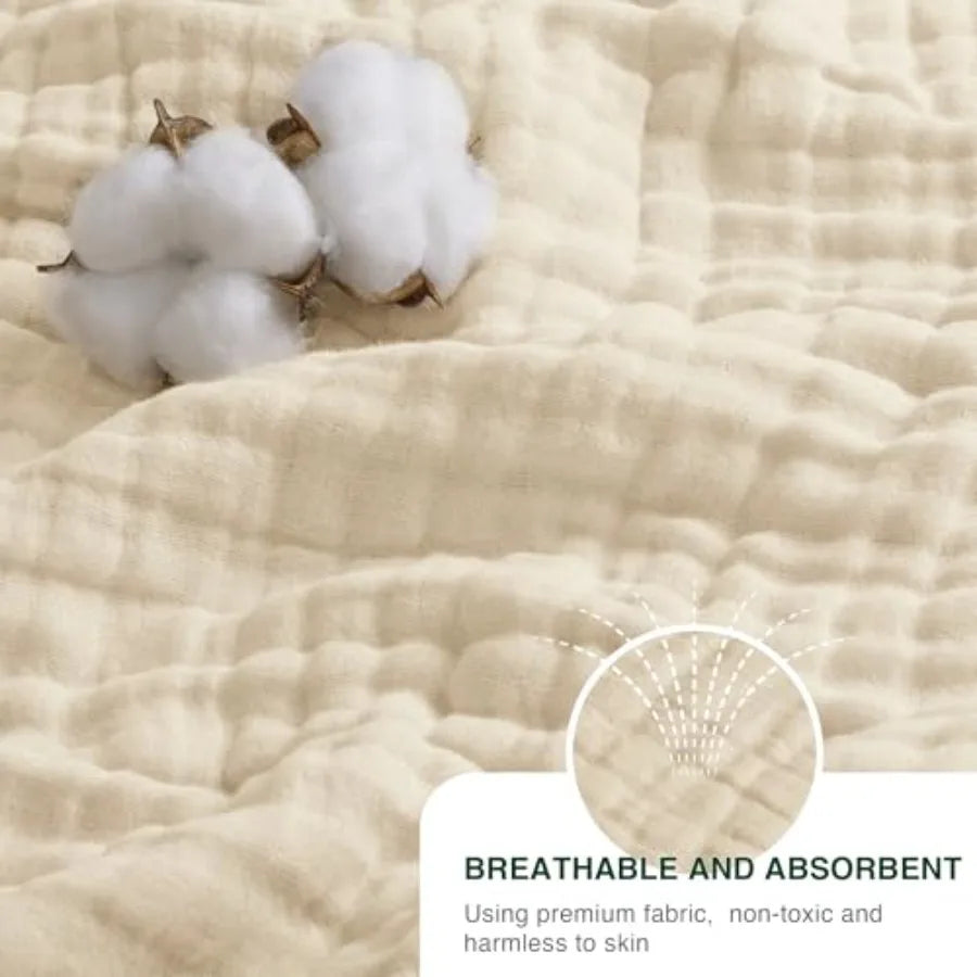 100% Cotton Muslin Blanket, 6 Layer Lightweight Breathable Gauze Throw Blanket 50 x 60 Inch, Soft All Season Blanket for Couch,