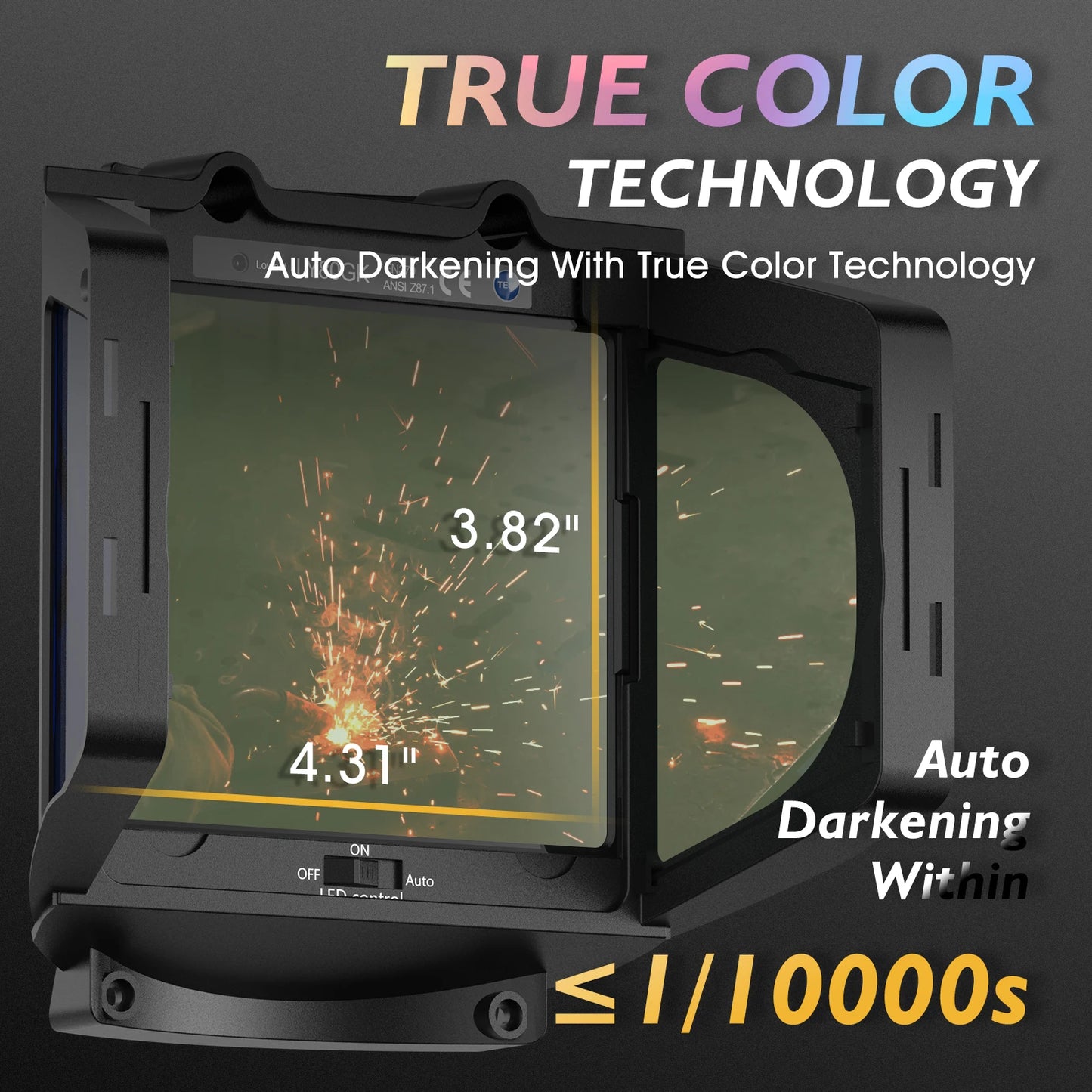 Auto Darkening Welding Helmet with   Welding Mask -  & /Rechargeable Battery Powered Welder Hood for TIG MIG CUT Grind
