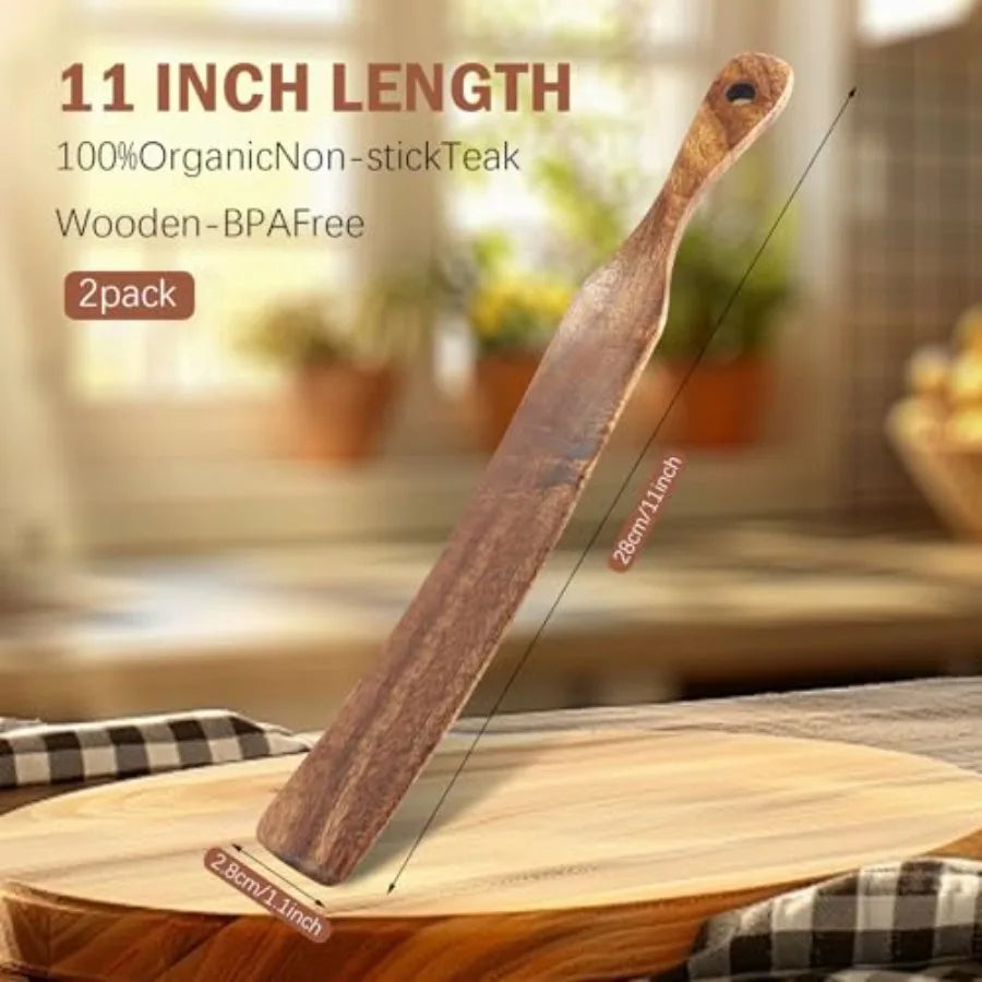 2 Pack Wooden Spatula for Cng Sourdough Spurtle Spatula With Hanging Holes Wooden Dowel for Sourdough Kitchen Tools for Ferment