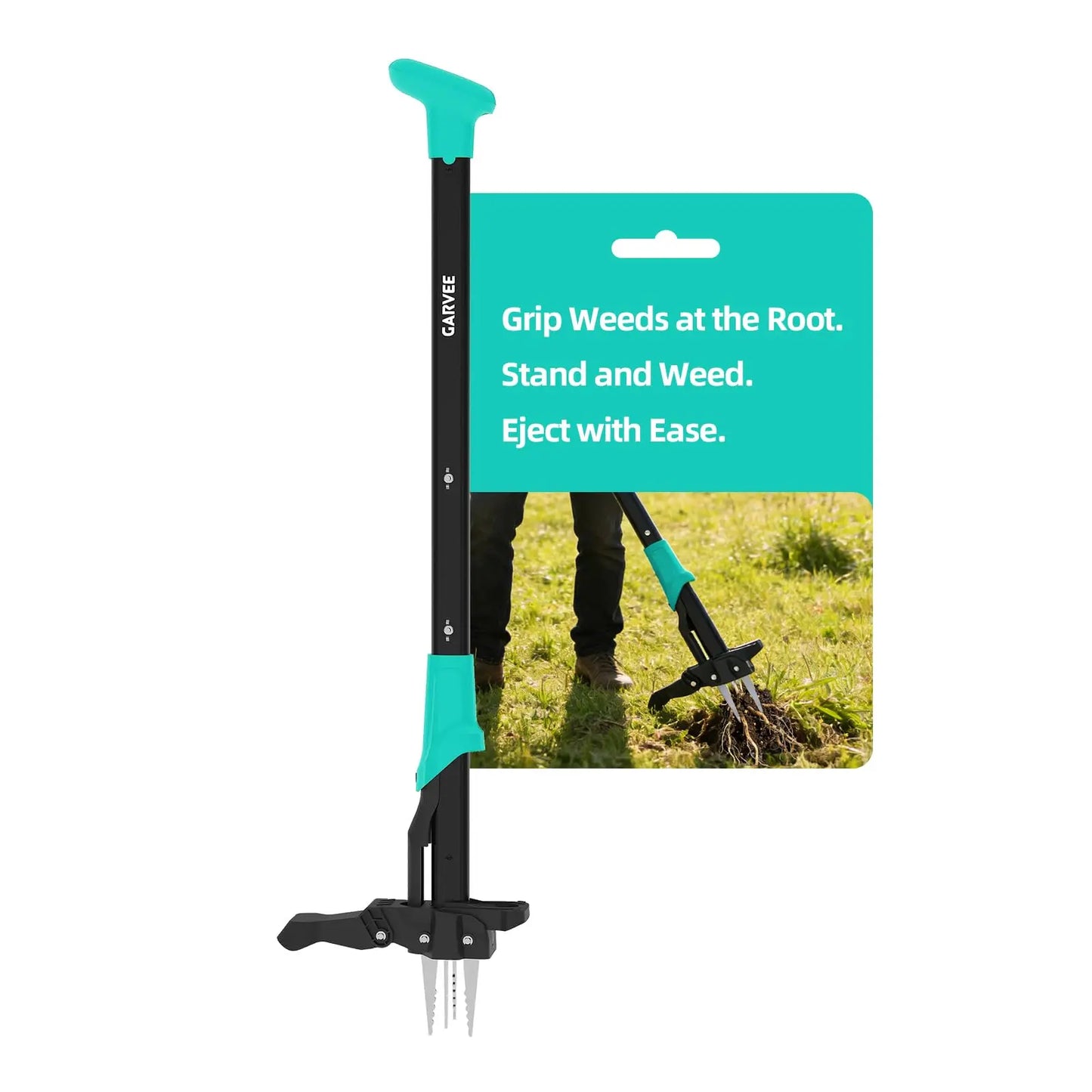 40" Stand Up Weed Puller Long Handle Weeding Tool With 4-Claw Ejector Root Remover No Bending Gardening Hand Tools