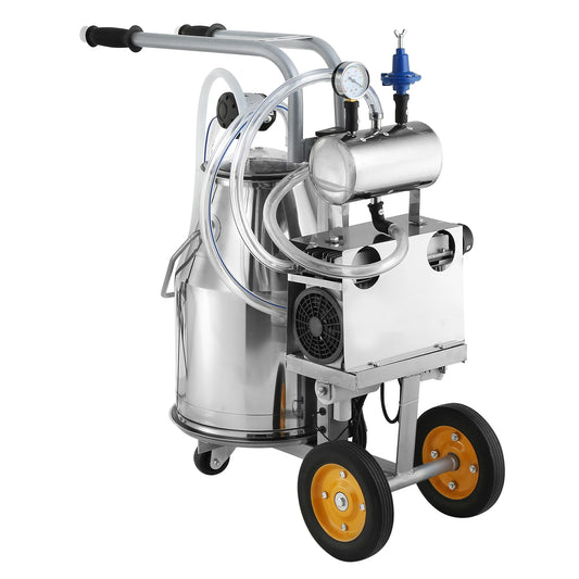 Electric Cow Milking Machine 6.6 Gal /25 L 304 Stainless Steel Bucket Automatic Pulsation Vacuum Milker Portable Milker
