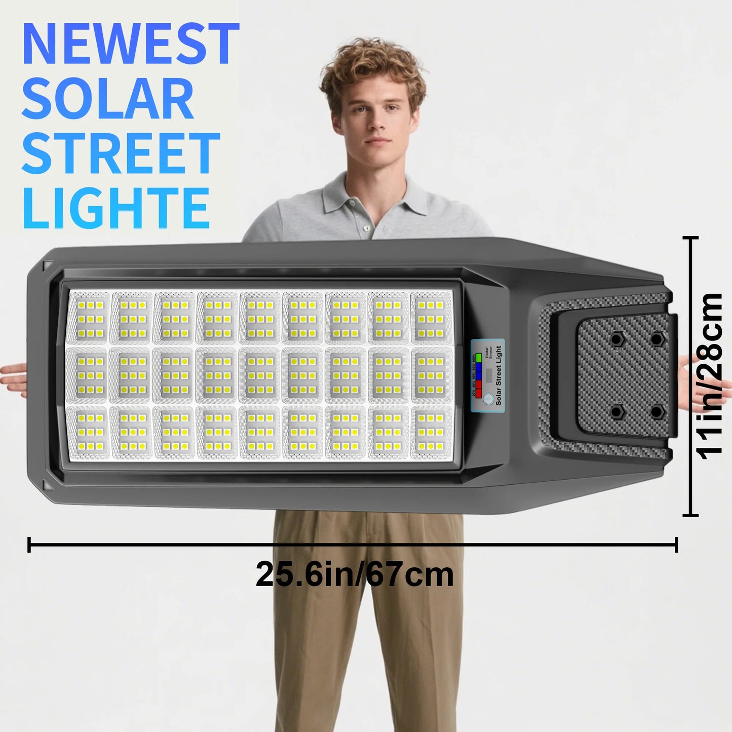 1-Pack 8000W Outdoor Waterproof Solar Light, Motion Sensor & Remote Control, Timer & Constant Bright Mode, Dusk-to-Dawn Auto On/Off, IP65 Waterproof, Easy Installation, Ideal for Yard and Parking Lot
