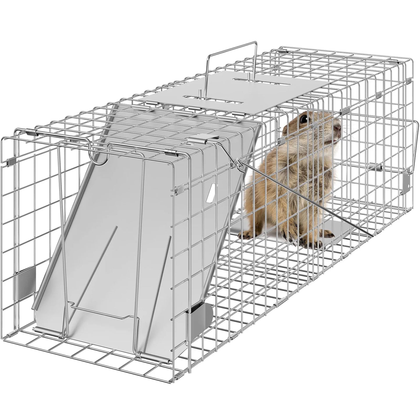 Live Animal Cage Trap Humane Cat Rodent Control Folding with Handle for Stray Cats Rabbits Squirrels Raccoons Groundhog