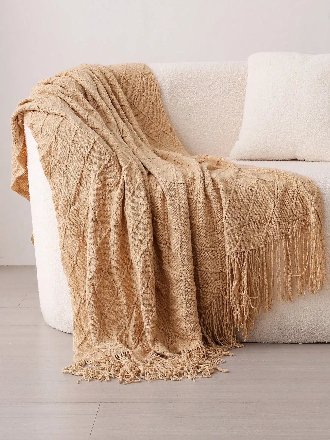 1pc Knitted Blanket, Sofa Throw Rug, Bedspread, Shawl For Napping At Office, Summer Use