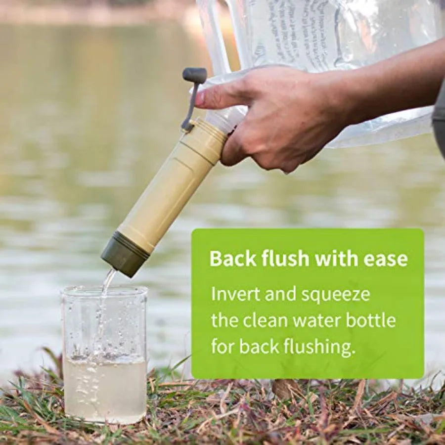Gravity Water Purifier Straw Fairly Light and Easily Packed. Multi Use for Group Camping and Famliy Emergency Prepardness