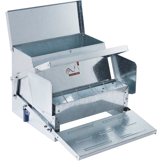 Automatic Chicken Feeder 25 lbs Capacity Feeds 10 Chickens up to 11 Days Galvanized Steel Poultry Feeder