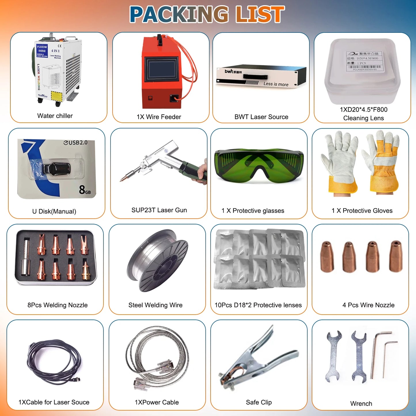 1500W BWT 4-in-1 Fiber Laser Welding Machine Industrial Laser Rust Remover Water Cooling Metal Cleaning Welding Cutting Welder