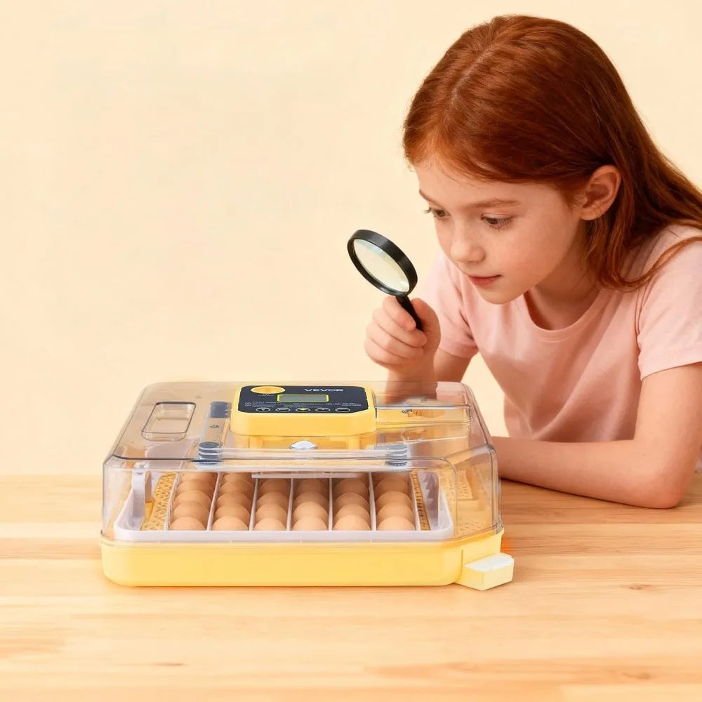 48 Egg Incubator, Automatic Egg Turner with LED Candler, Temperature Display & Auto Humidity Control, 360° View Clear Window