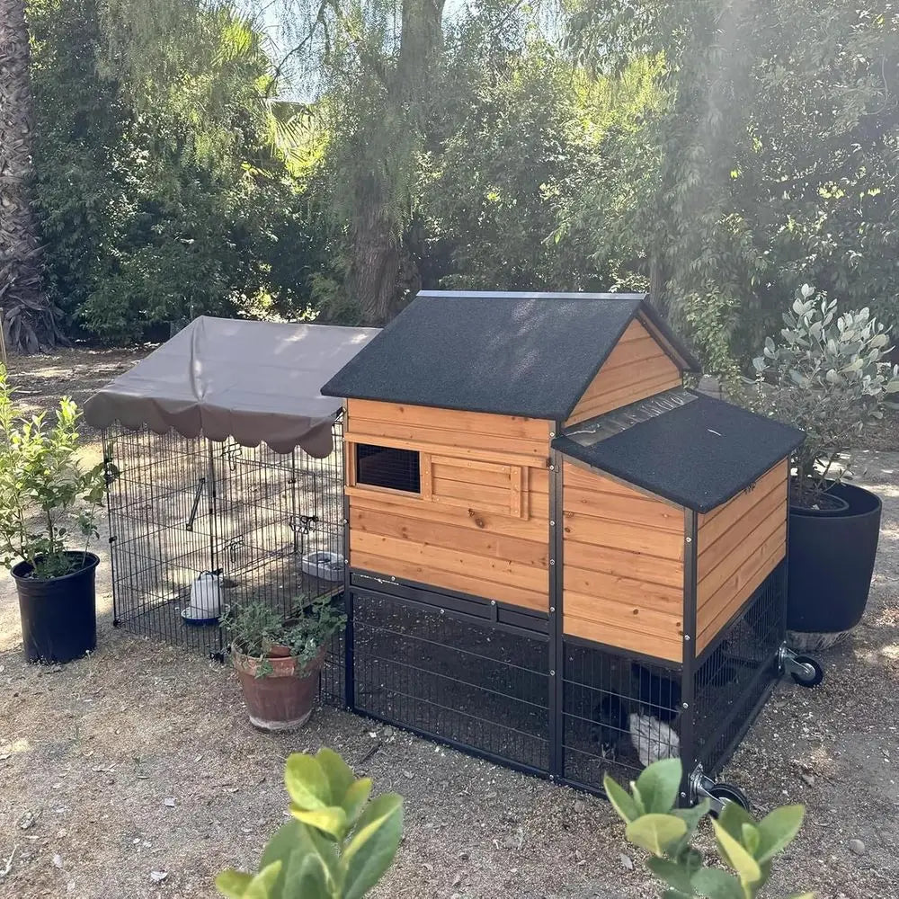 Super Large Mobile Chicken House 85 - Strong Iron Outdoor Poultry Cage with Nesting Box, Duck Coop, Waterproof Rain Cover