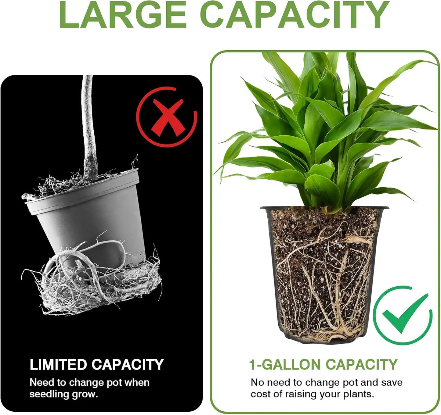 100 Pack 1 Gallon Plastic Plant Pots with Drainage Holes, Ideal for Succulents and Seedlings