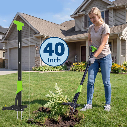 40" Stand Up Weed Puller Long Handle Weeding Tool With 4-Claw Ejector Root Remover No Bending Gardening Hand Tools